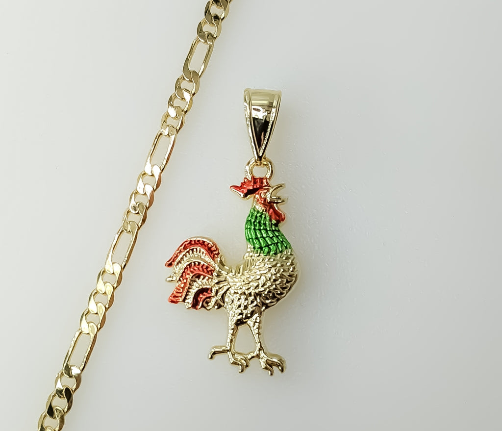 Trendy Multicolor Dainty Rooster Plated 3mm Figaro Chain Necklace