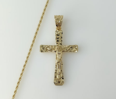 Plated Cross 2mm Rope/Braided Chain Necklace