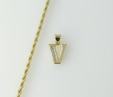 Plated Dainty Letter "V" 2mm Rope/Braided Chain Necklace