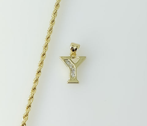 Plated Dainty Letter "Y" 2mm Rope/Braided Chain Necklace