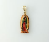 Plated Multicolor Virgin Mary Medal Pendant With Optional 14K 3mm-4mm Chain