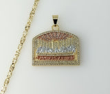 Plated Tri-Color Blinged The Last Supper 4mm Star Chain Necklace