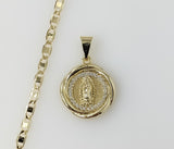 Plated Dainty Virgin Mary 3mm Flat Mariner Anchor Chain Necklace