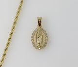 Plated Dainty Virgin Mary 2mm Rope/Braided Chain Necklace