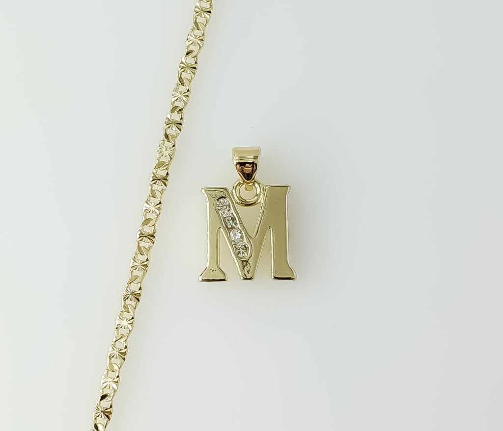 Plated Dainty Letter "M" 2.5mm Star Chain Necklace