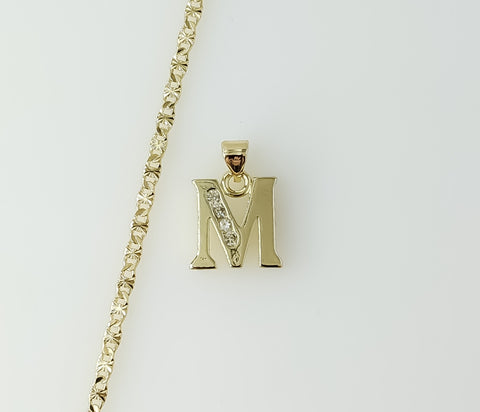 Plated Dainty Letter "M" 2.5mm Star Chain Necklace