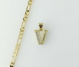 Plated Dainty Letter "V" 3mm Figaro Chain Necklace