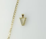 Plated Dainty Letter "V" 14K 3mm Cuban Chain Necklace