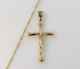 Jesus Crucifix Cross 14K Plated Twist Chain Catholic Necklace