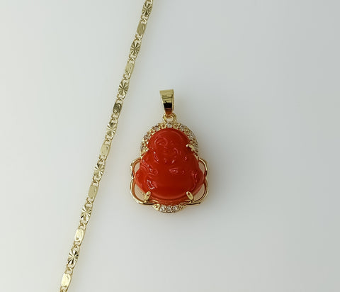 A gold plated dainty Buddha charm on a 2mm star solid chain necklace.