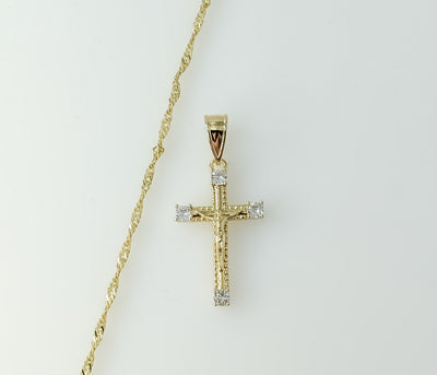 Plated Small Cross 14K Twist Chain Necklace