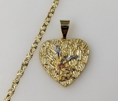 Gold plated Archangel Saint Michael star-shaped chain necklace with chain link design.

Or 

Gold plated star-shaped Arc
