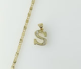 - 2mm star solid chain necklace made from gold-plated metal with a dainty letter S pendant.