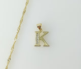 Gold plated 14K twist chain necklace with dainty letter K pendant.
