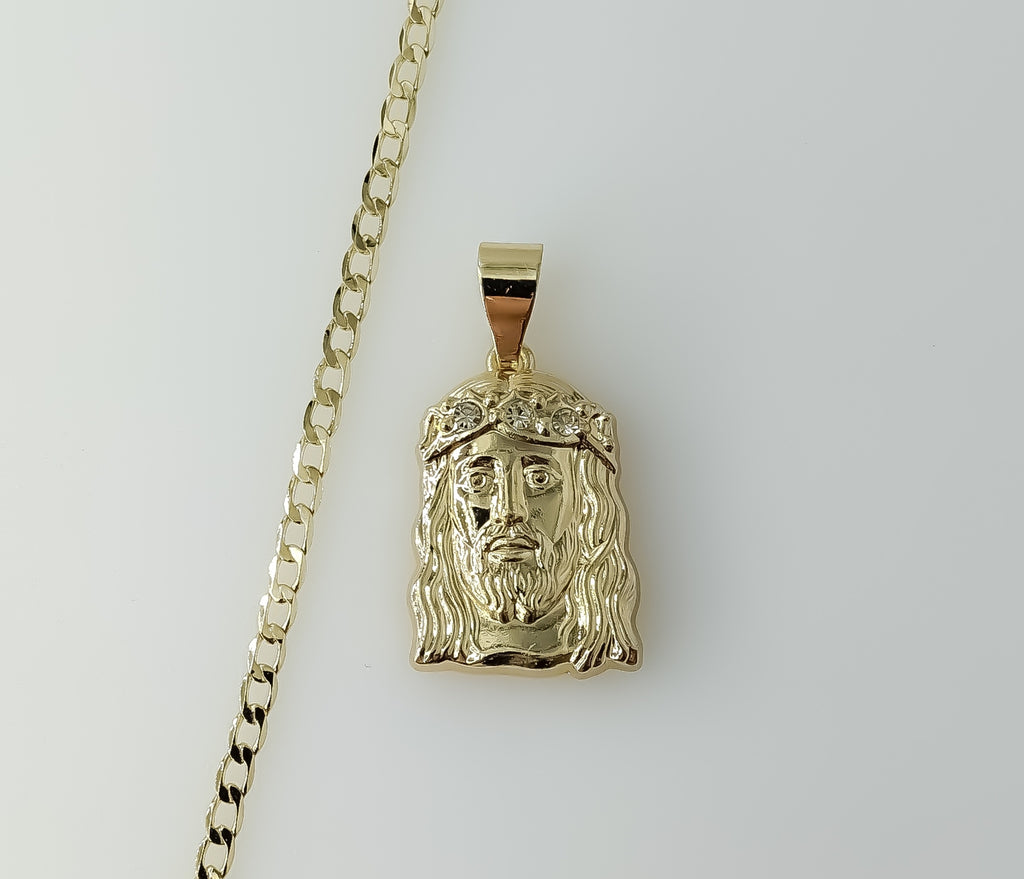 Plated Jesus 14K 3mm Cuban Chain Necklace