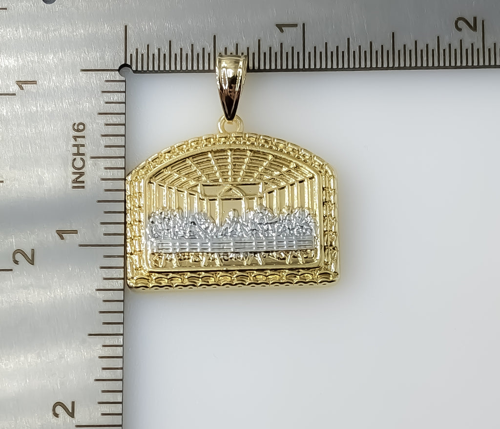 Plated Small Multicolor The Last Supper Pendant Optional 14K 3mm Flat Mariner Anchor Chain Necklace