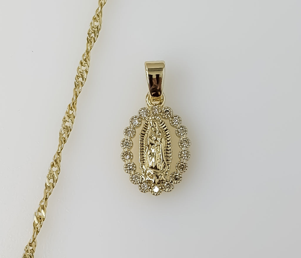 Plated Dainty Virgin Mary 14K Twist Chain Necklace