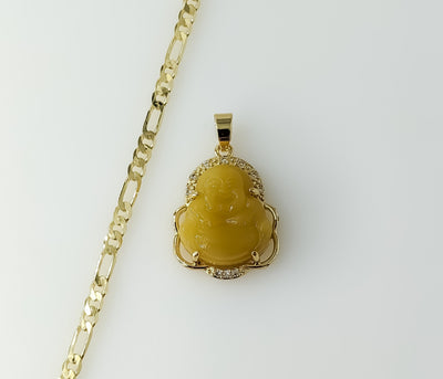Plated Dainty Buddha 3mm Figaro Chain Necklace