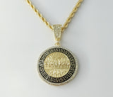 Gold-plated large rope and braided chain necklace with intricate design details.
Gold-plated rope and braided chain neck
