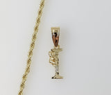 Plated Dainty Letter "I" 2mm Rope/Braided Chain Necklace