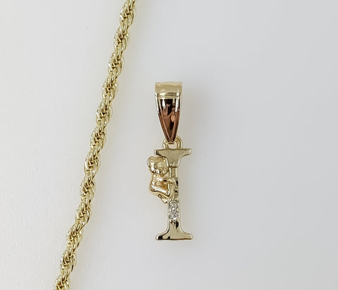 Plated Dainty Letter "I" 2mm Rope/Braided Chain Necklace