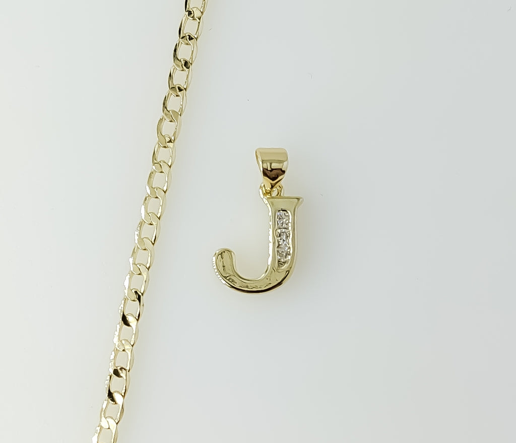 Plated Dainty Letter "J" 14K 3mm Cuban Chain Necklace