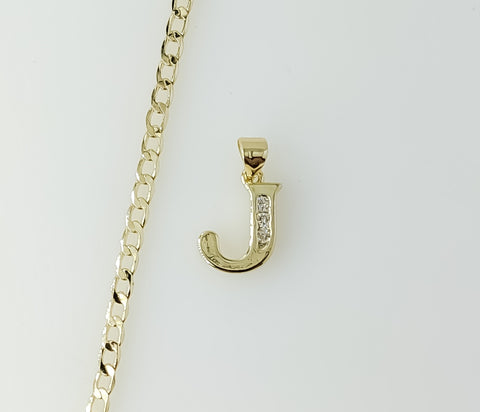 Plated Dainty Letter "J" 14K 3mm Cuban Chain Necklace