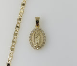 Plated Dainty Virgin Mary 3mm Flat Mariner Anchor Chain Necklace