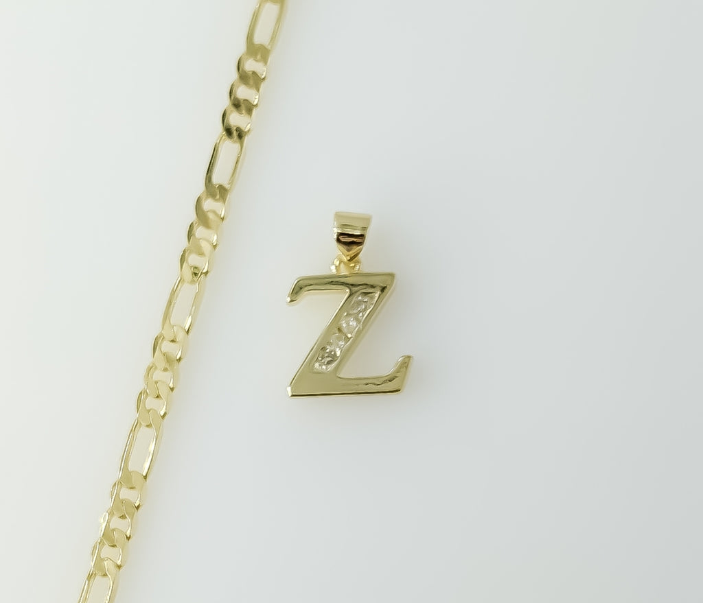 Plated Dainty Letter "Z" 3mm Figaro Chain Necklace
