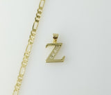 Plated Dainty Letter "Z" 3mm Figaro Chain Necklace