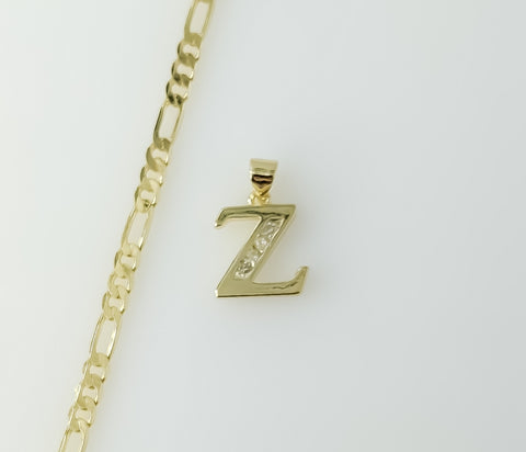 Plated Dainty Letter "Z" 3mm Figaro Chain Necklace