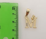 Plated Dainty Letter "M" Virgin Mary Double Pendants 3mm Figaro Chain Necklace