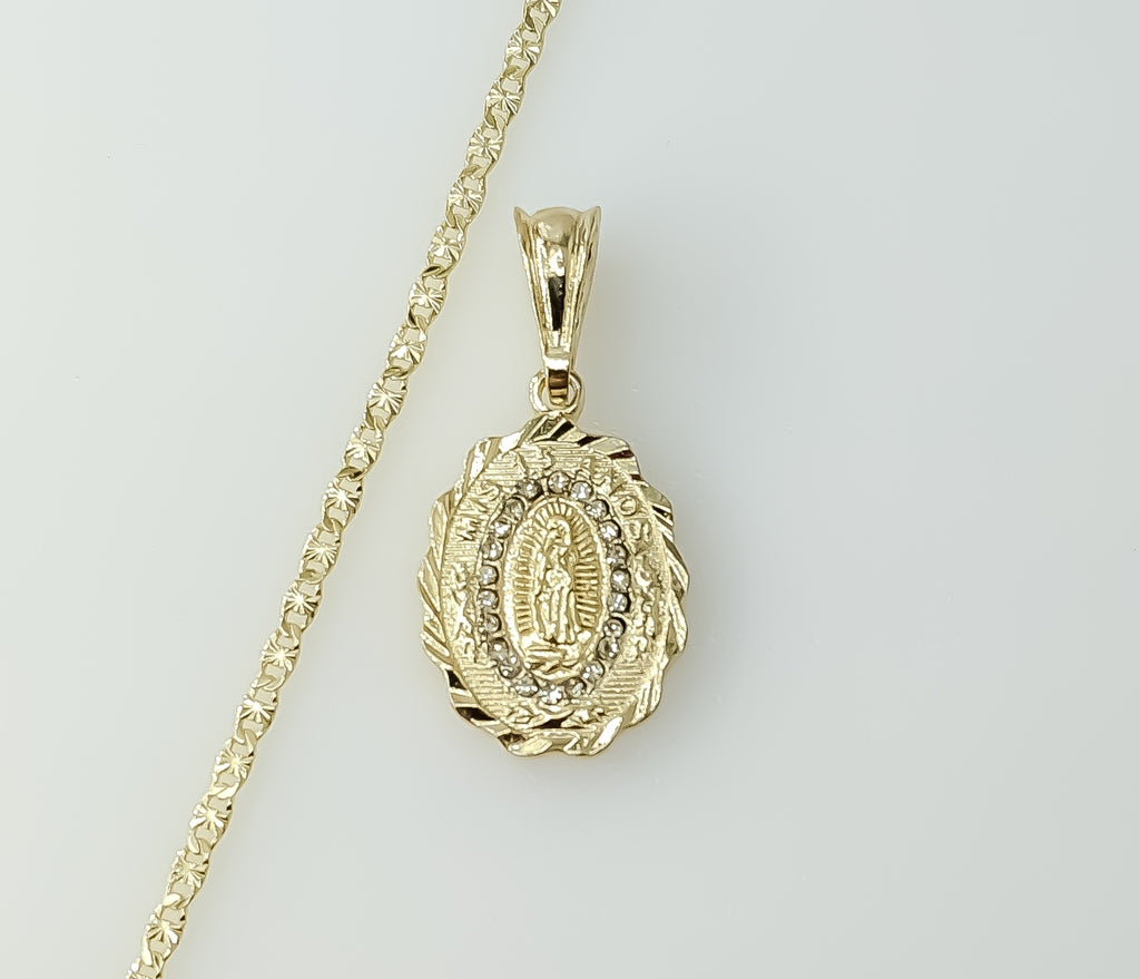 Trendy "Mis 15 Años" Blessed Virgin Mary Plated 2.5mm Star Chain Necklace
