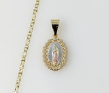 Plated Dainty Tri-Color Virgin Mary 2.5mm Star Chain Necklace