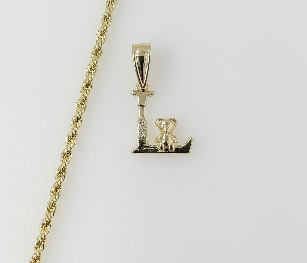 Plated Dainty Letter "L" 2mm Rope/Braided Chain Necklace