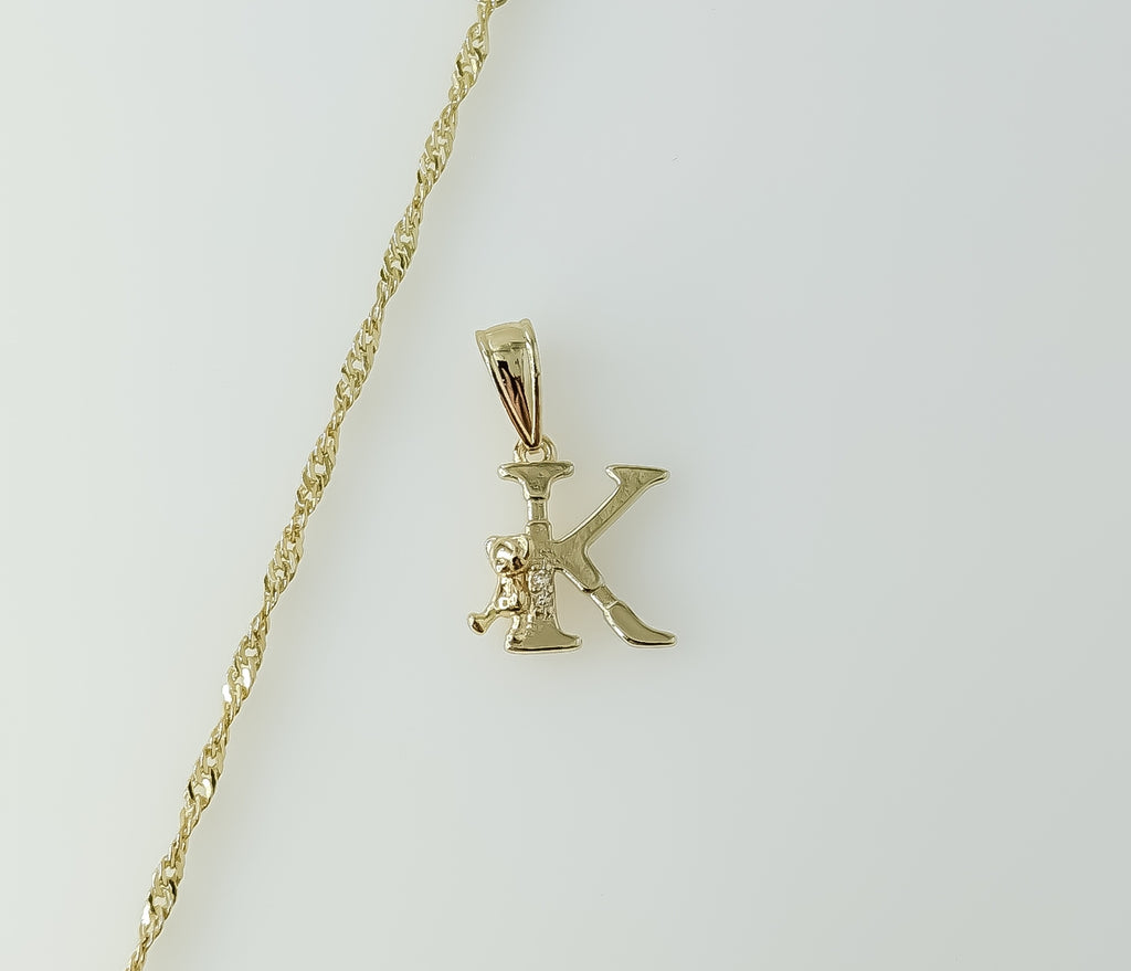 Plated Dainty Letter "K" 14K Twist Chain Necklace
