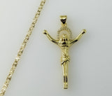 Spiritual Plated Small Cross Jesus Crucifix 14K 2.5mm-3mm Star Chain Necklace