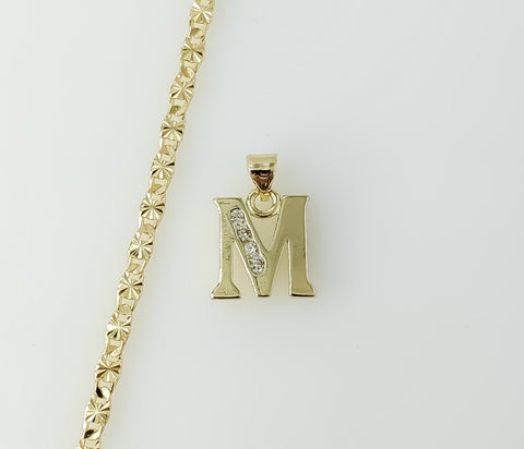 Plated Dainty Letter "M" 3mm Star Chain Necklace