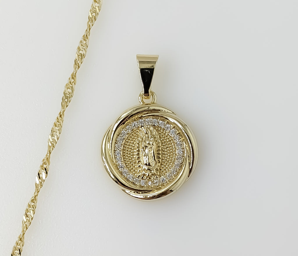 Plated Dainty Virgin Mary 14K Twist Chain Necklace