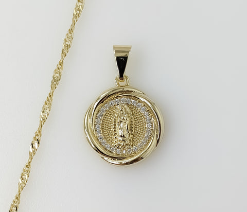 Plated Dainty Virgin Mary 14K Twist Chain Necklace