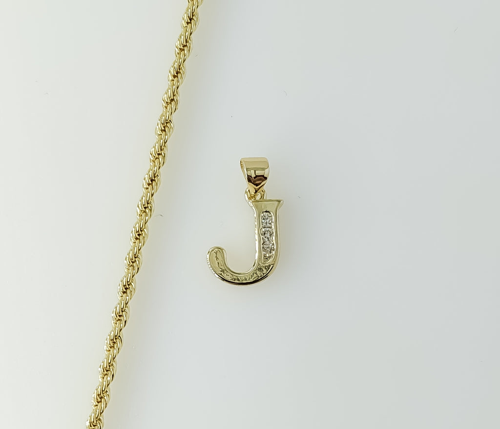 Plated Dainty Letter "J" 2mm Rope/Braided Chain Necklace