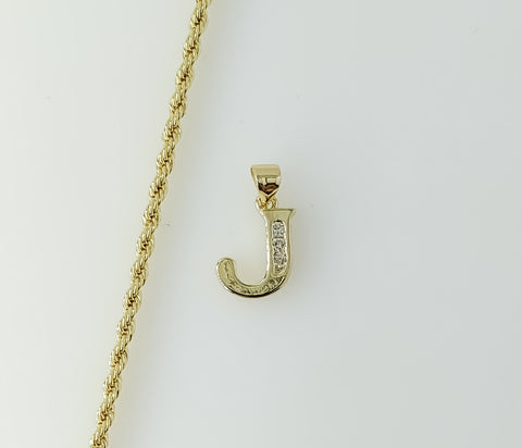 Plated Dainty Letter "J" 2mm Rope/Braided Chain Necklace