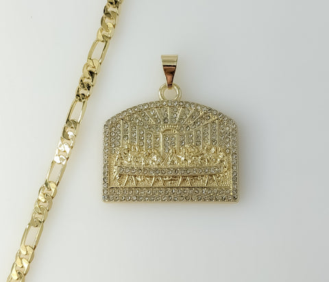 Plated Blinged The Last Supper 5mm Figaro Chain Necklace