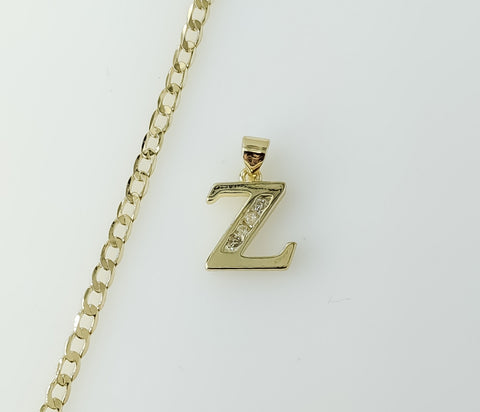 Plated Dainty Letter "Z" 14K 3mm Cuban Chain Necklace