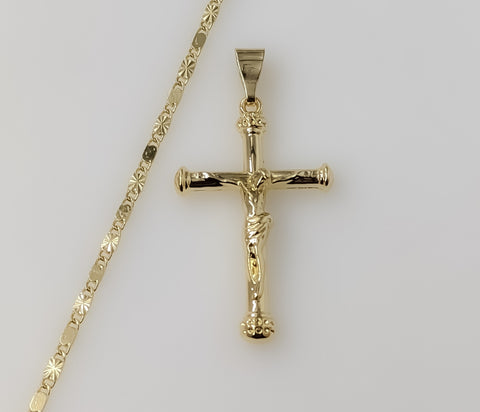 Crucifix Jesus Cross Plated 2mm Star Solid Chain Everyday Wear Necklace