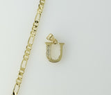 A 3mm figaro chain necklace with a dainty plated letter "U" pendant.

A dainty plated necklace featuring a small figaro