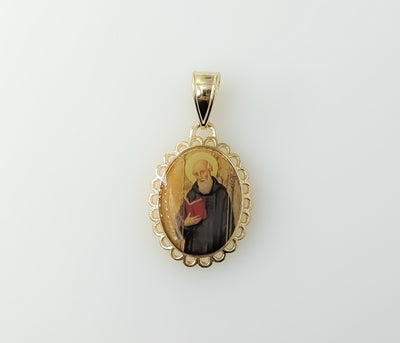 Plated Saint Benedict Pendant Optional 14K 2.5mm-3mm Rope Chain Necklace