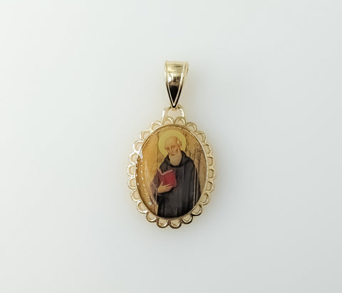 Plated Saint Benedict Pendant Optional 14K 2.5mm-3mm Rope Chain Necklace