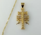 Plated Holy Cross of Caravaca 14K Twist Chain Necklace