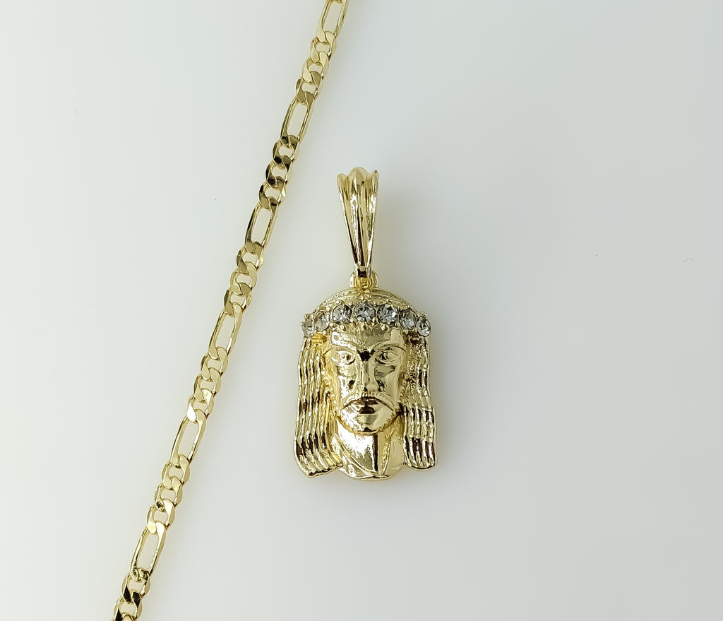 Plated Jesus 3mm Figaro Chain Necklace
